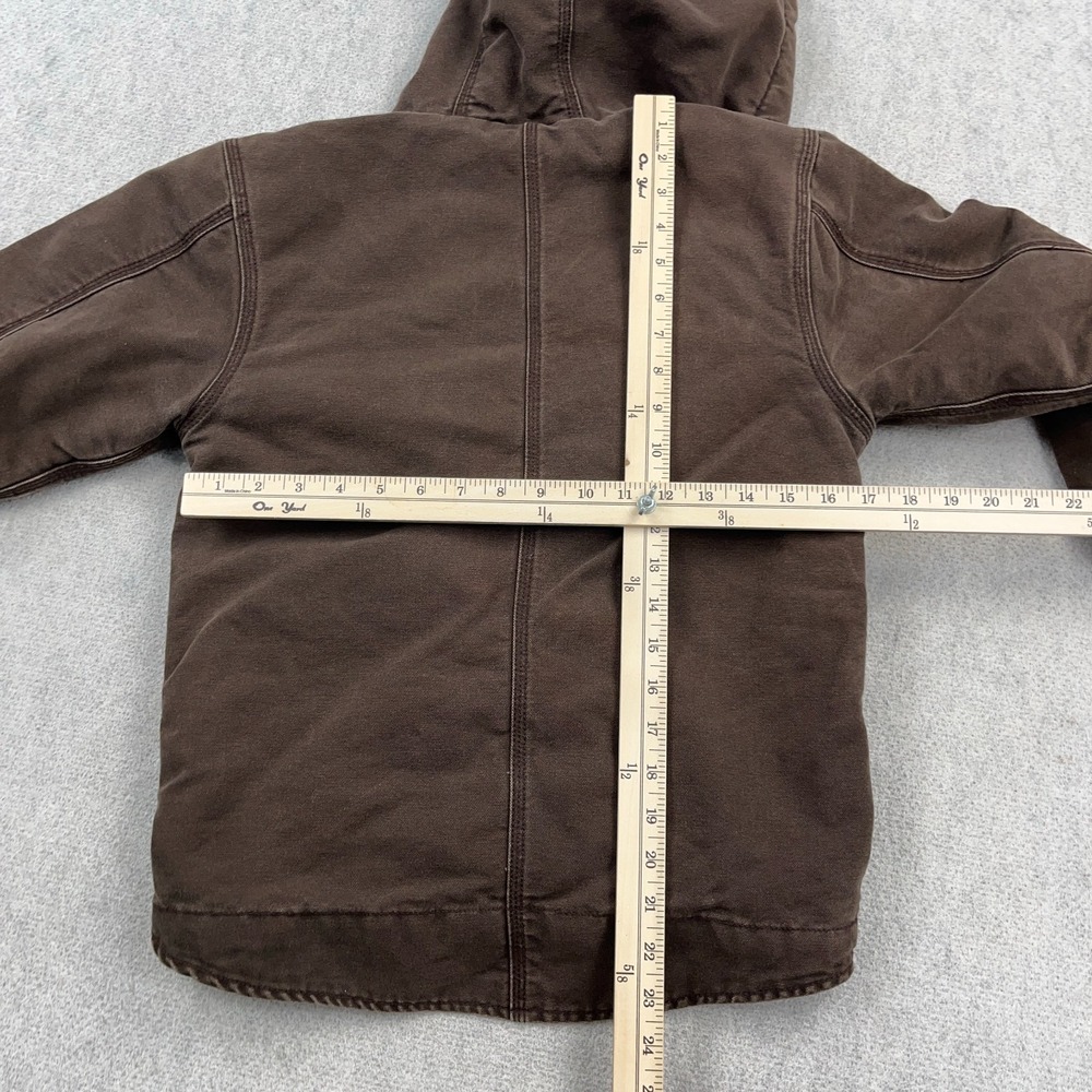 Vintage Carhartt Youth Small Brown Sherpa Lined Hooded C95 DKB Boys Chore Winter - Picture 9 of 12